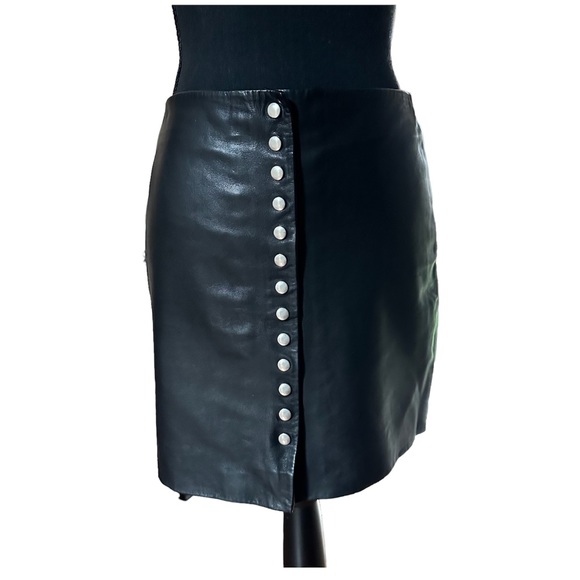 IRO Diaby Button-Front Leather Black Mimi Skirt US 4 EUC - Picture 1 of 8